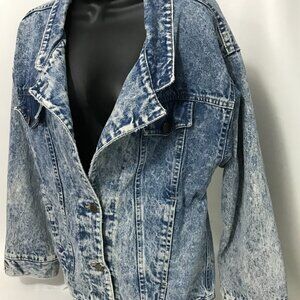 Women's Vintage 80s Sunset Blues Acid-Washed Denim Jacket Medium Made in USA